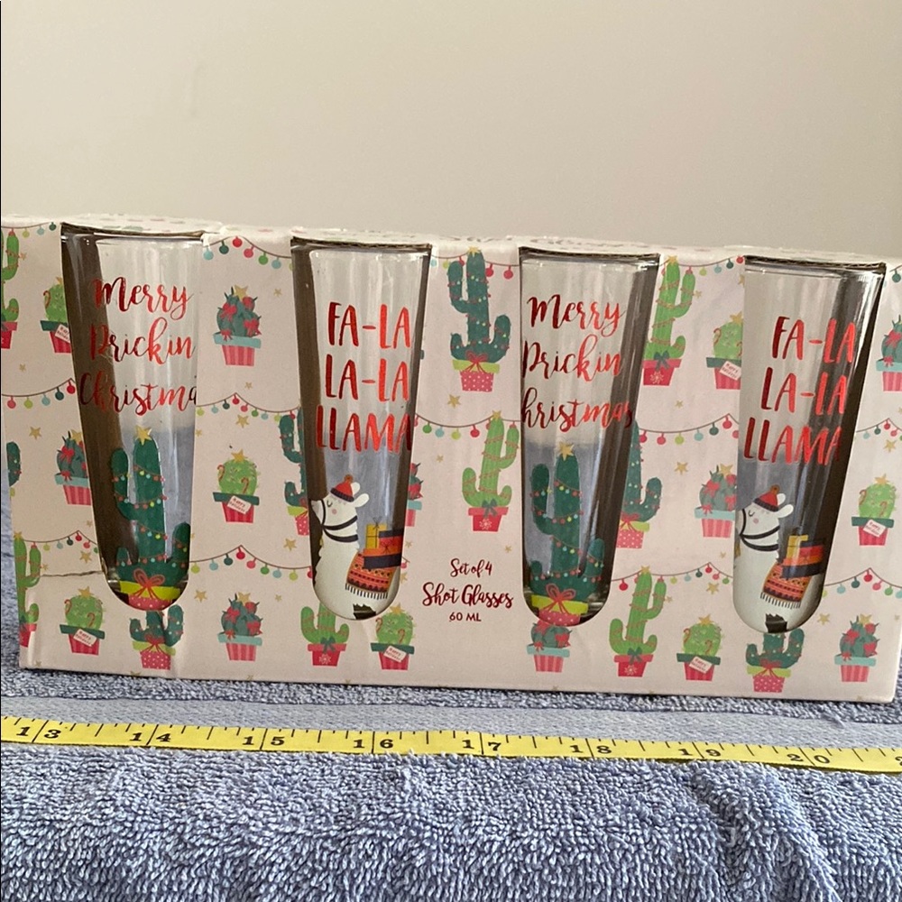 Festive Shot Glasses Set of 4 NIB